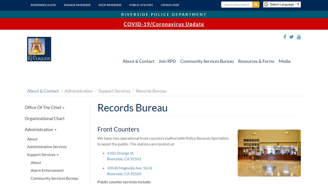 Records Bureau | Riverside Police Department