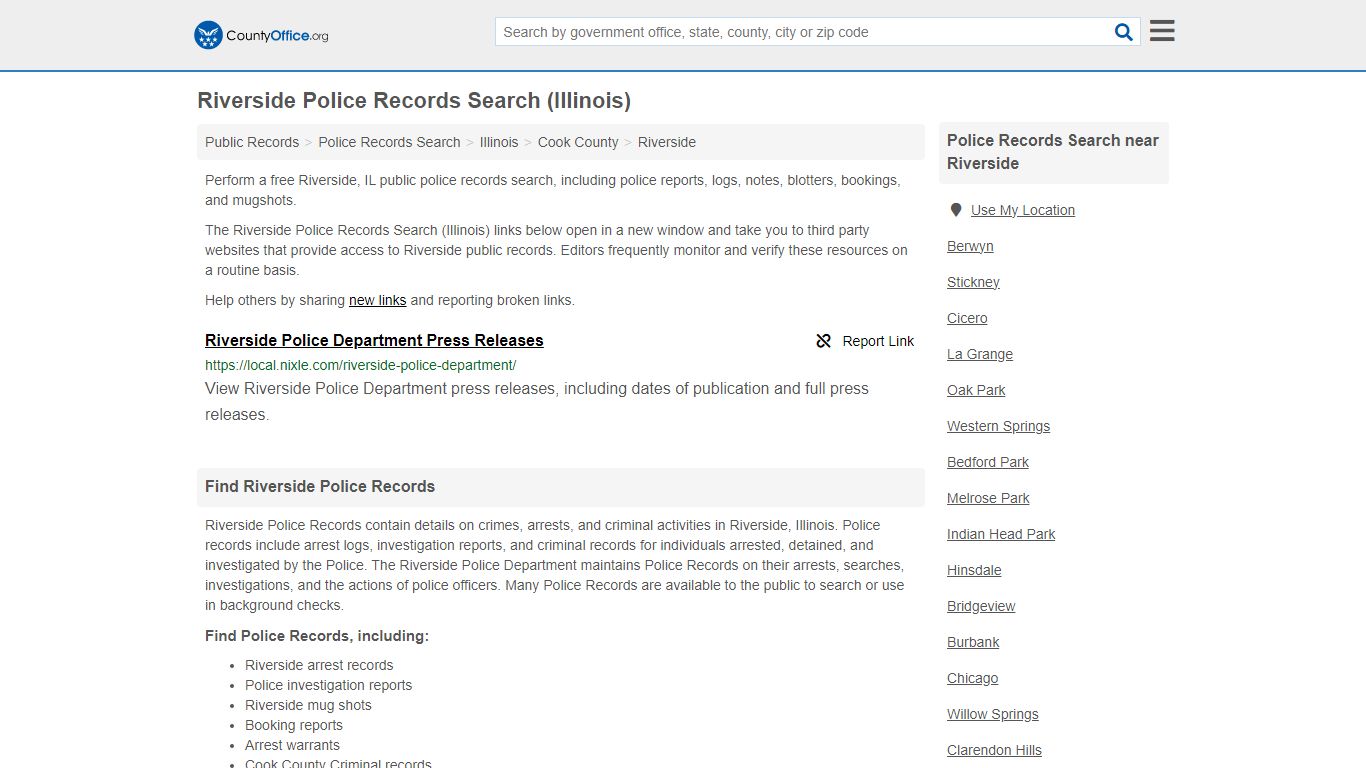 Police Records Search - Riverside, IL (Accidents & Arrest Records)